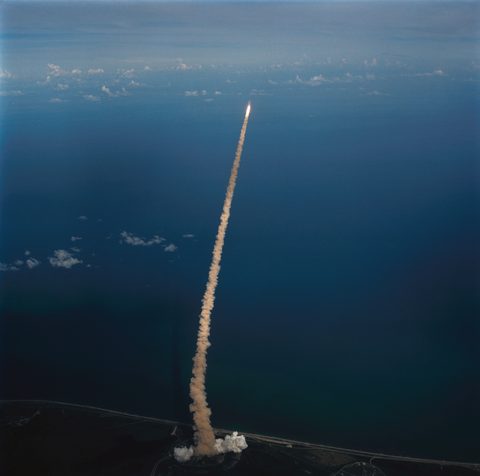 Challenger STS 51-F ascent trail from the air by NASA — large framed print