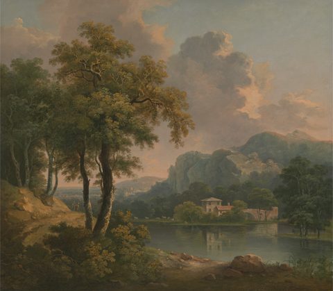 Wooded Hilly Landscape by Abraham Pether — large framed print