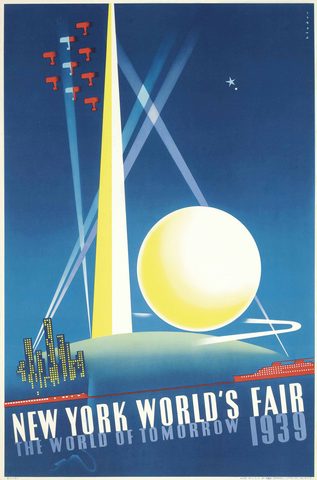 New York World's Fair 1939 — The World of Tomorrow by Joseph Binder — large framed print