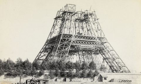 Eiffel Tower on Its Scaffolds by Hippolyte Blancard — large framed print
