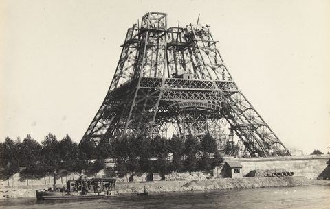 Eiffel Tower in Scaffolding by Unknown photographer — large framed print