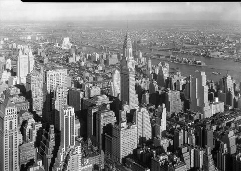 Empire State and Midtown from the Air by Unknown photographer — large framed print