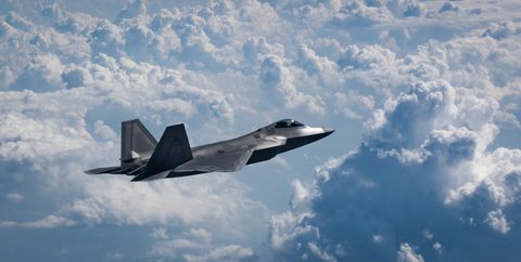 F-22 Raptor over Western Virginia by Natasha Stannard, 2018, framed print