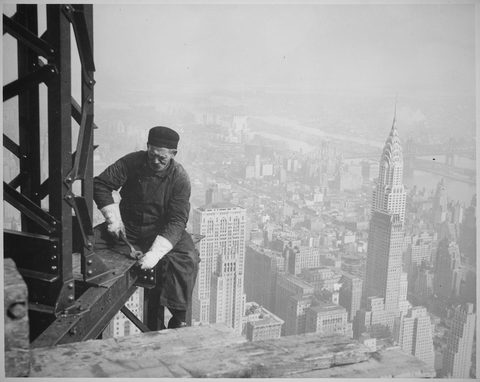 Workman on the Empire State Framework by Lewis Hine — large framed print