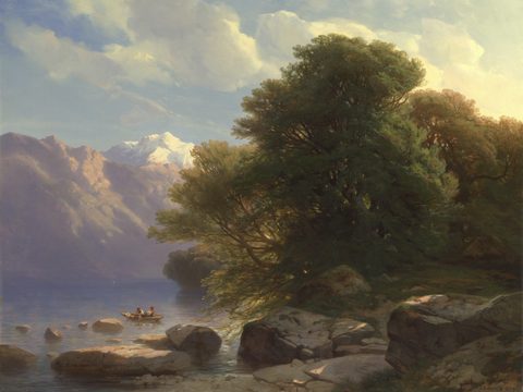 The Lake of Thun by Alexandre Calame — large framed print