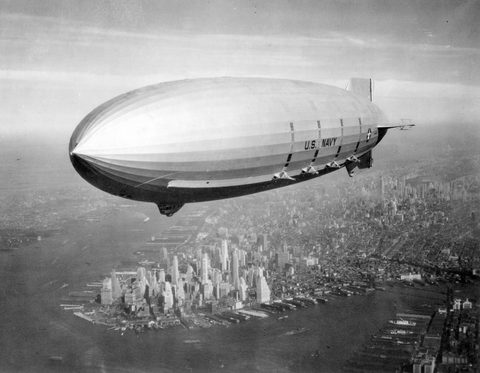 USS Macon over Manhattan by U.S. Navy — large framed print