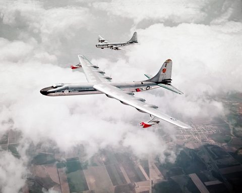 NB-36H with a B-50 Chase Plane by U.S. Air Force, 1955, framed print