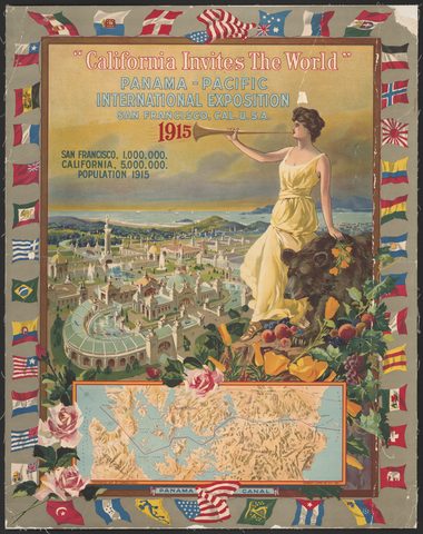 California Invites the World — Panama-Pacific Exposition by Unknown artist (Southern Pacific) — large framed print