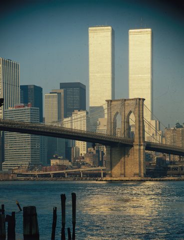 World Trade Center from Brooklyn Bridge by Balthazar Korab — large framed print