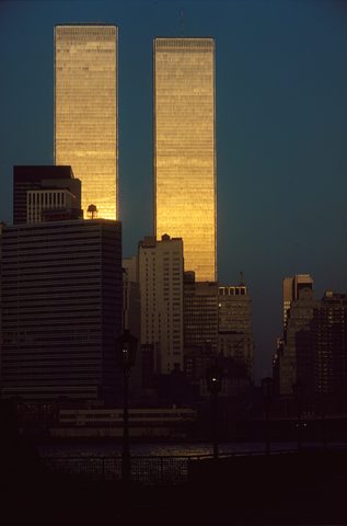 World Trade Center at night by Balthazar Korab — large framed print