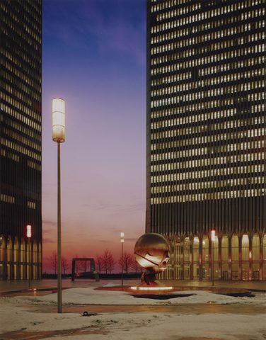 World Trade Center plaza at dusk by Balthazar Korab — large framed print
