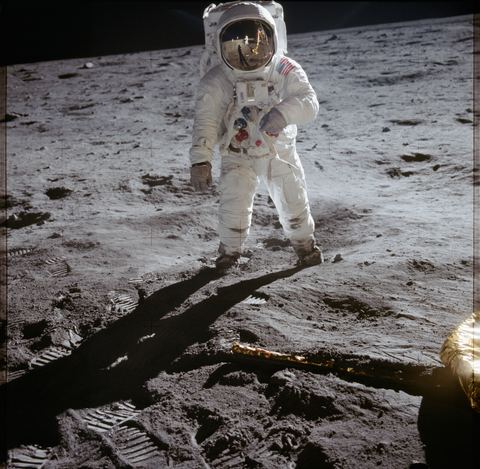 Aldrin at the Lunar Module by NASA / Neil Armstrong — large framed print
