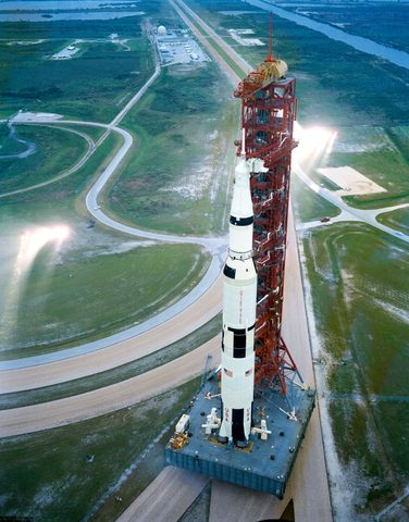 Apollo 12 Saturn V on the crawlerway by NASA — large framed print