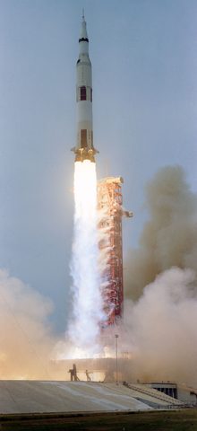Apollo 13 Saturn V clears the launch tower by NASA — large framed print