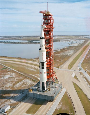Apollo 14 Saturn V crawler beside the lagoon by NASA — large framed print
