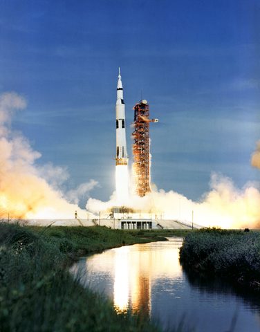 Apollo 15 Saturn V liftoff over the marsh by NASA — large framed print