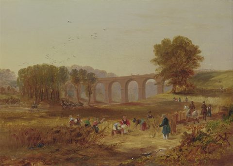 Corby Viaduct, the Newcastle and Carlisle Railway by John Wilson Carmichael — large framed print