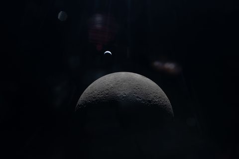 Crescent Earth Over Lunar Horizon by NASA / Artemis II crew — large framed print