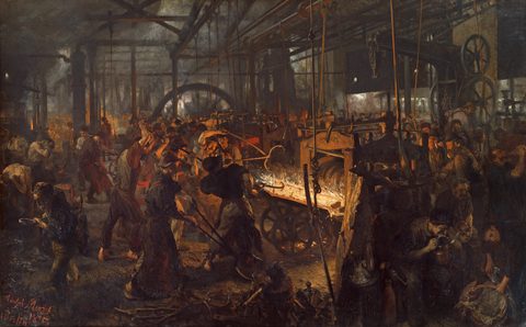 The Iron Rolling Mill (Modern Cyclopes) by Adolph Menzel — large framed print