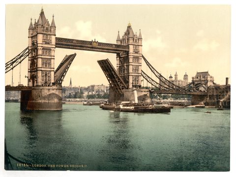 Tower Bridge (Open), London by Photochrom Print Collection — large framed print
