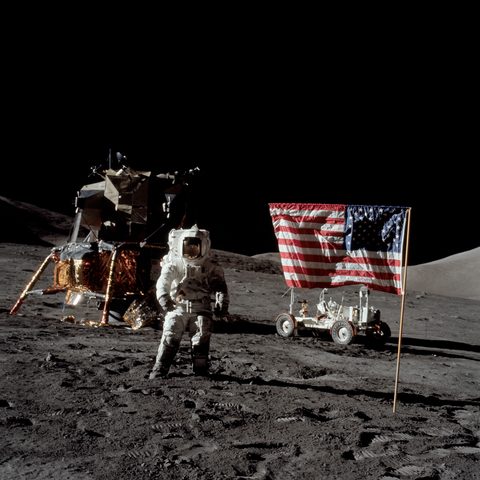 Schmitt at the Lunar Module by NASA / Gene Cernan — large framed print