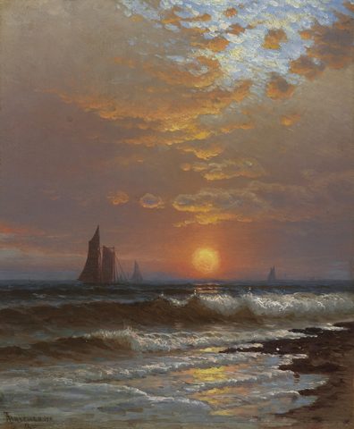 Sailboats at Sunset by Alfred Thompson Bricher — large framed print
