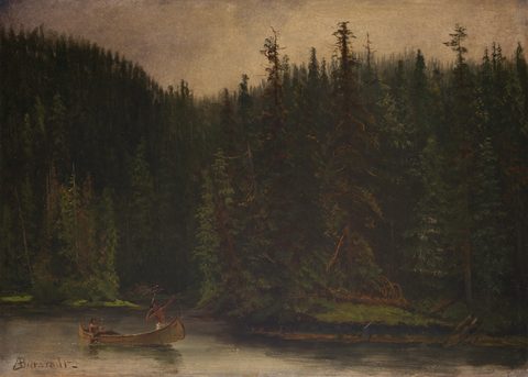 Indian Hunters in a Canoe by Albert Bierstadt — large framed print