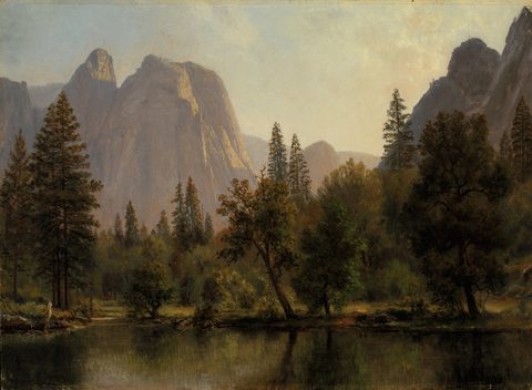 Cathedral Rocks, Yosemite Valley by Albert Bierstadt — large framed print