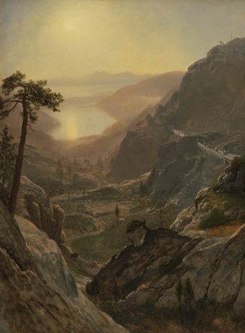 View of Donner Lake by Albert Bierstadt — large framed print