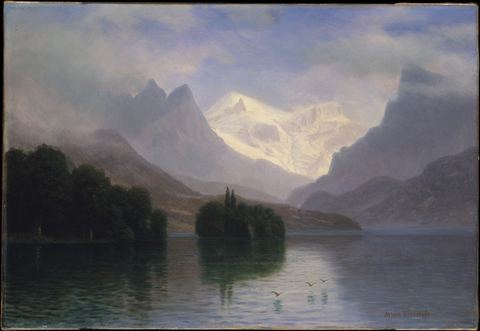 Mountain Scene by Albert Bierstadt — large framed print