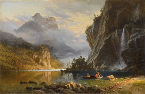 Indians Spear Fishing by Albert Bierstadt — large framed print
