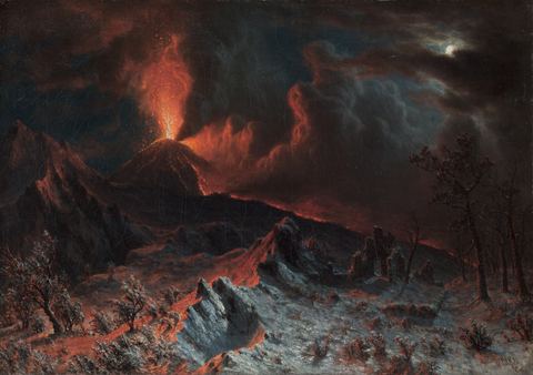 Mount Vesuvius at Midnight by Albert Bierstadt — large framed print