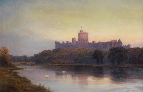 Windsor Castle at Sunset by Alfred de Bréanski — large framed print