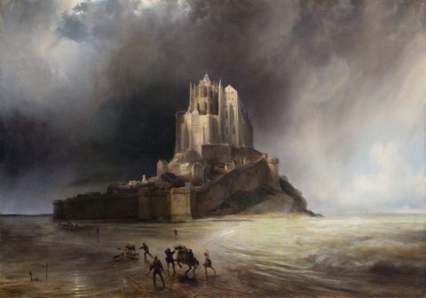 Mont Saint-Michel in a Storm by Théodore Gudin — large framed print