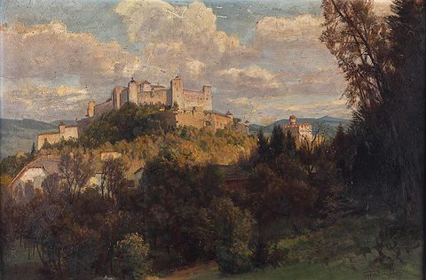 View of Hohensalzburg Fortress by Franz Hinterholzer — large framed print