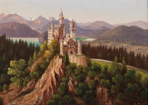 Neuschwanstein by Hubert Sattler — large framed print