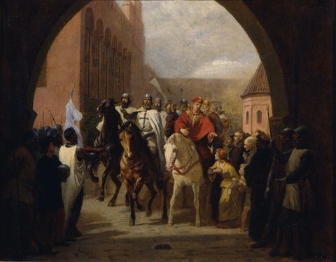 Entry of the Teutonic Knights into the Marienburg by Carl Steffeck — large framed print