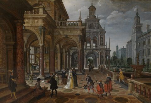 View of Palaces by Sebastiaen Vrancx and Paul Vredeman de Vries — large framed print