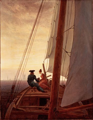 On a Sailing Ship by Caspar David Friedrich — large framed print