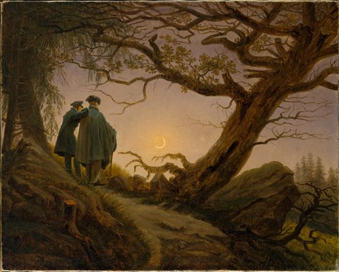 Two Men Contemplating the Moon by Caspar David Friedrich — large framed print