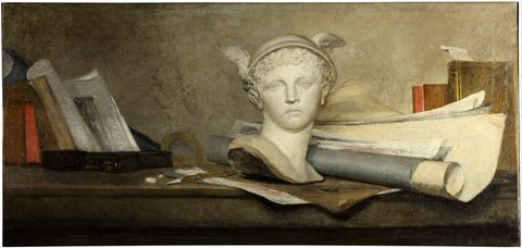 Still Life with Attributes of the Arts by Jean-Baptiste-Siméon Chardin — large framed print