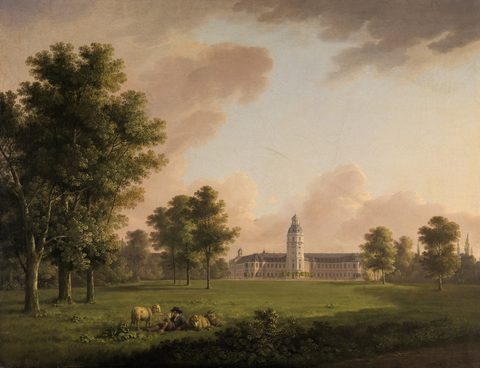 Karlsruhe Palace from the Palace Garden by Carl Kuntz — large framed print