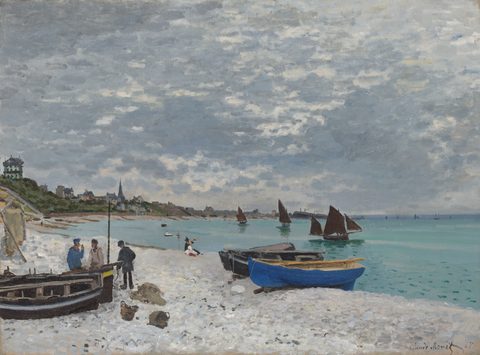 The Beach at Sainte-Adresse by Claude Monet — large framed print