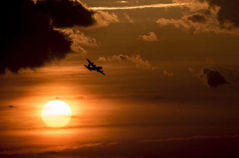 C-130 at sunset by USAF — large framed print