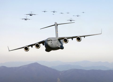 C-17 over the Blue Ridge by USAF — large framed print