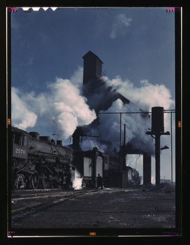 Locomotives over the ash pit, C&NW by Jack Delano — large framed print