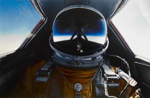 SR-71 visor, Earth horizon by USAF / Brian Shul — large framed print