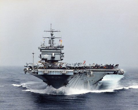 USS Enterprise high-speed bow view by U.S. Navy — large framed print