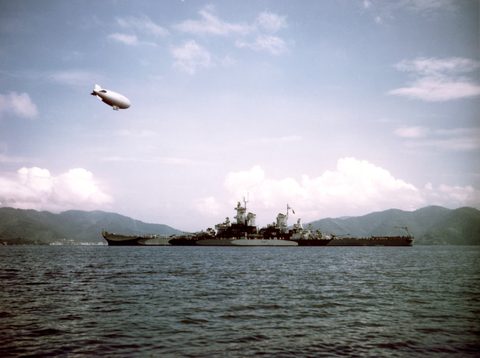 USS Missouri at anchor, 1944 by U.S. Navy — large framed print