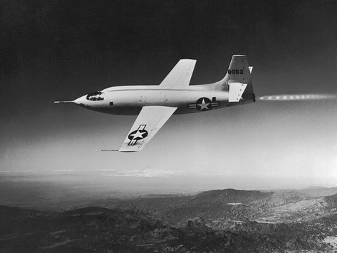 X-1 in flight by NACA — large framed print